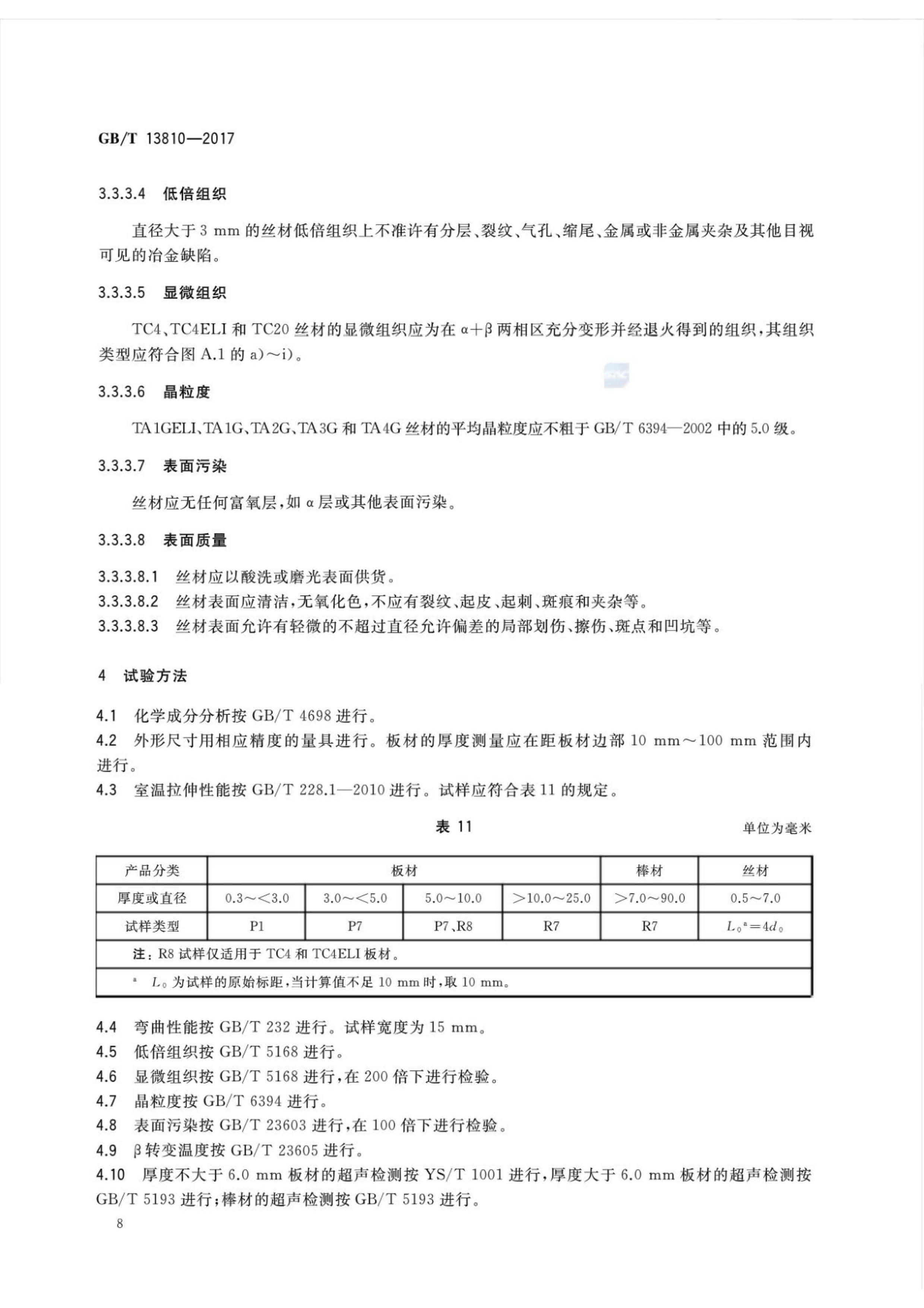 外科植入物用鈦絲國家標準GB/T 13810—2017